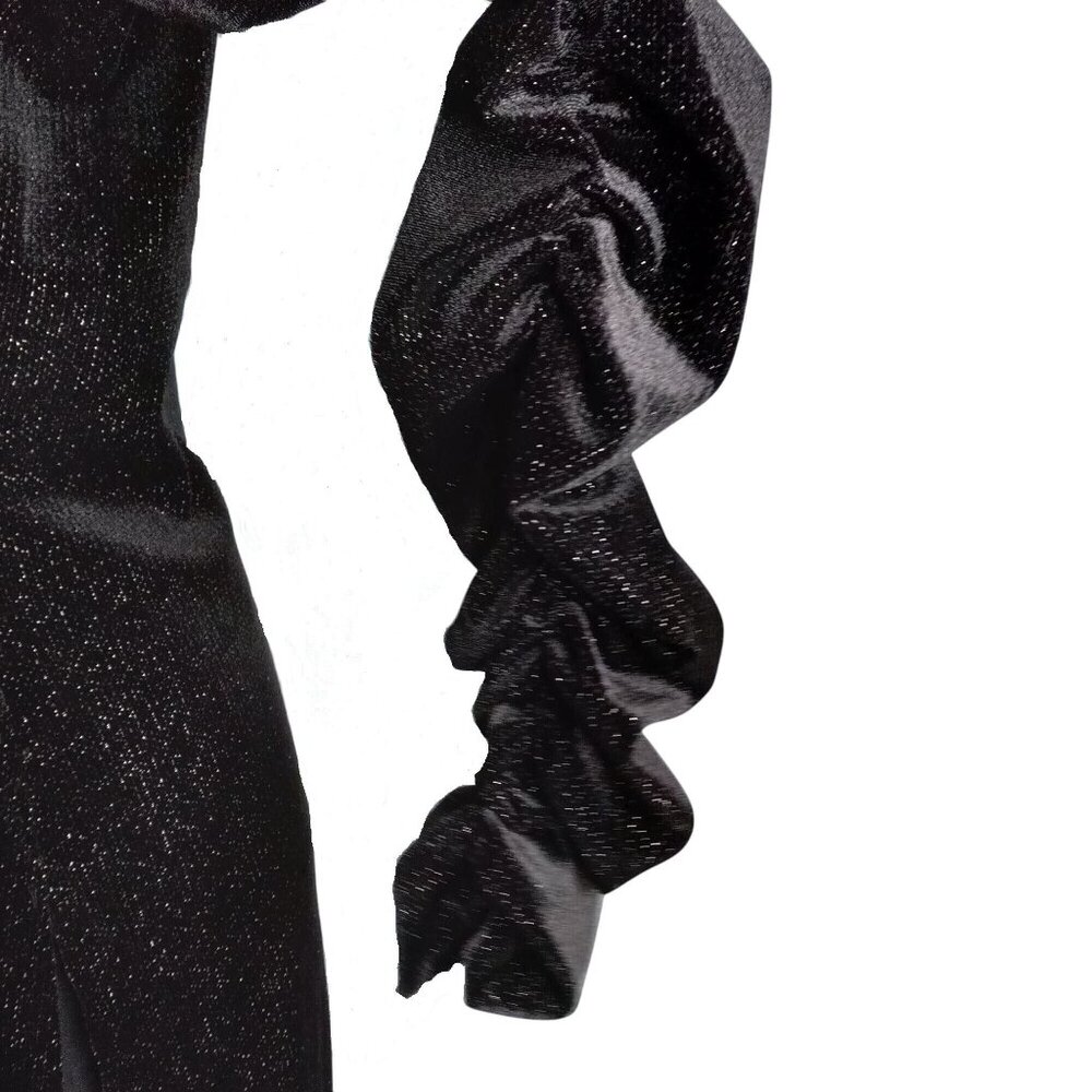 Vince Camuto Size M Dress Black Sparkle Velvet Long Sleeve Shimmer Metallic - Picture 8 of 8